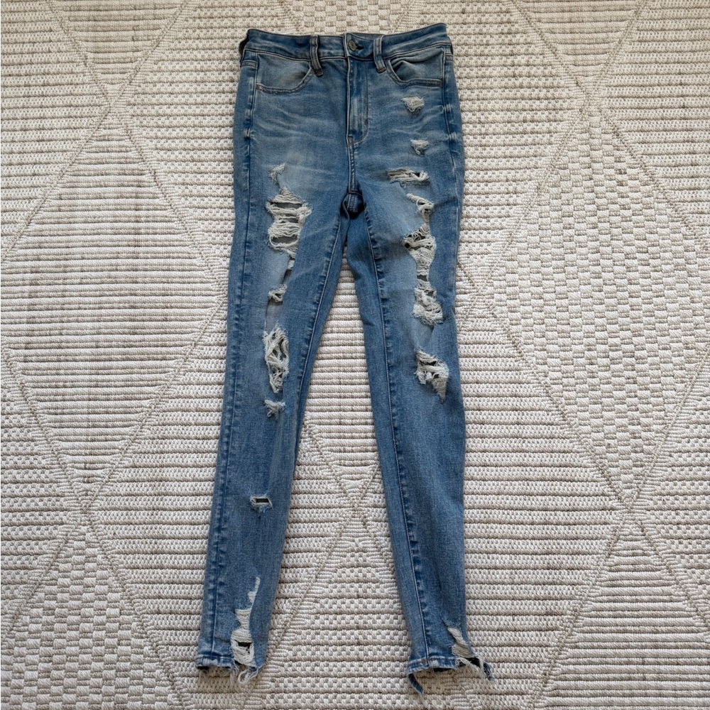 American Eagle Outfitters Ripped Blue Skinny Jeans